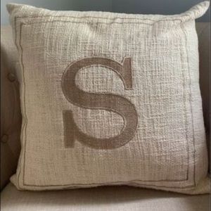 “S” Embroidered Pillow Cover